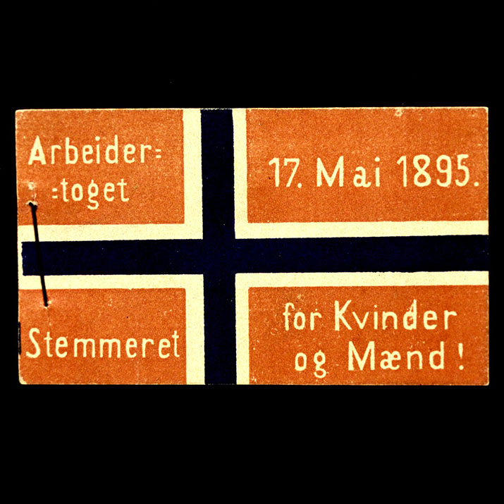 17. mai flagg 1895 med påskrift Arbeidertoget